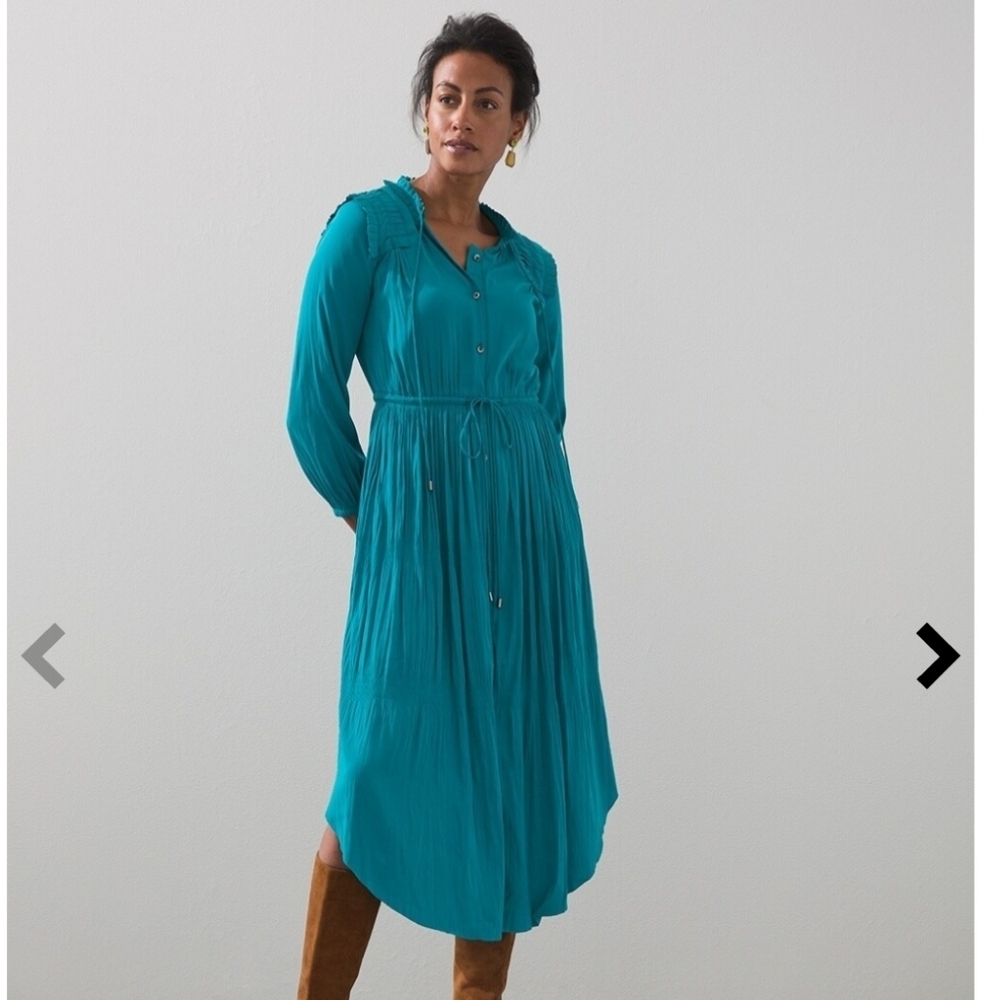 Chico’s Crinkle Pleat Midi Dress Size 10